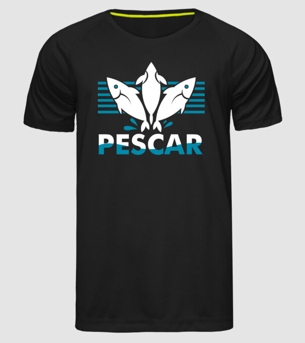 Pescar original model negru pe tricou
