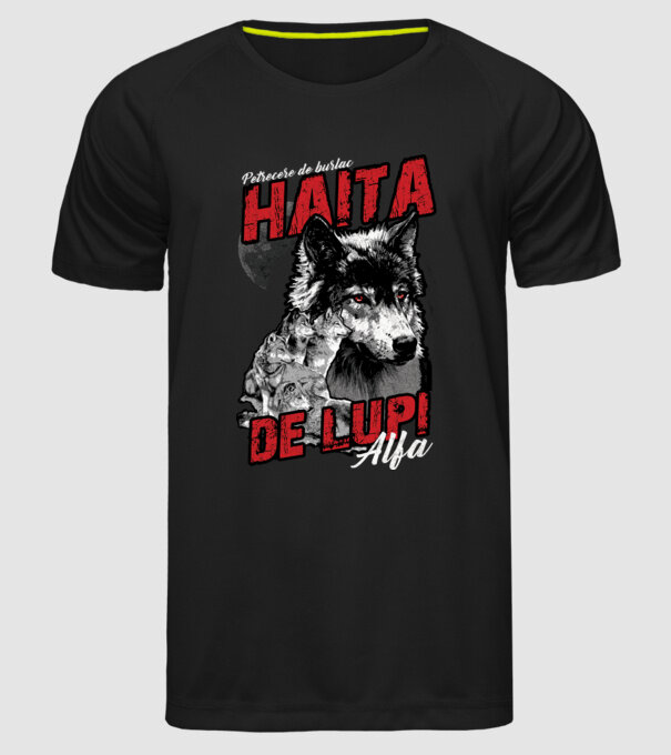 Petrecere de burlac - haită de lupi masculi alfa model negru pe tricou