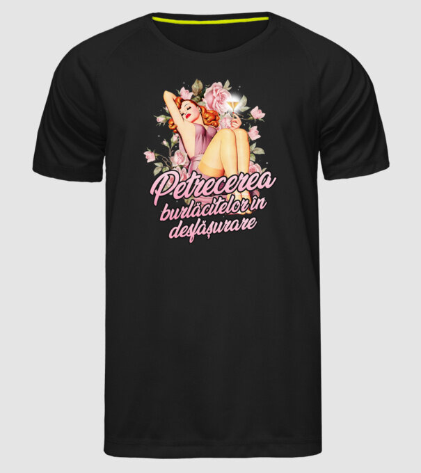 Petrecerea burlăcitelor în desfășurare model negru pe tricou