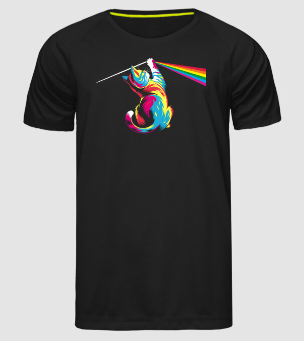 Pisica prismă model negru pe tricou