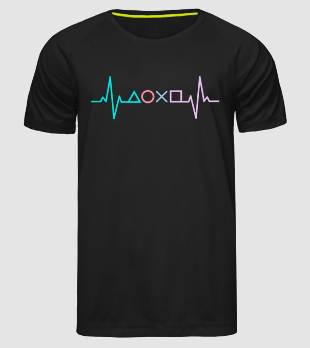 Playstation Symbols EKG model negru pe tricou