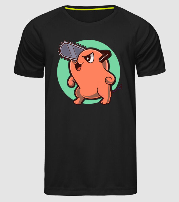 Pochita - ChainSawMan model negru pe tricou