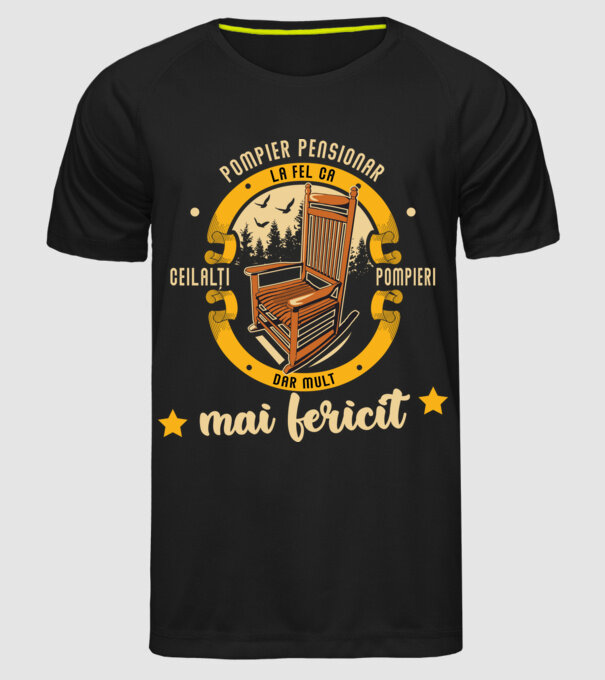 POMPIER pensionar - la fel ca ceilalți pompieri, dar mult mai fericit model negru pe tricou