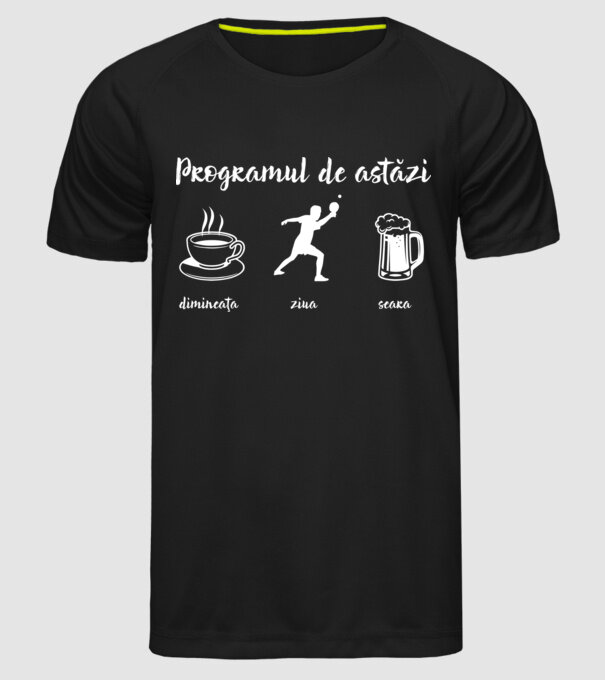programul de astăzi: dimineața, ziua, seara model negru pe tricou