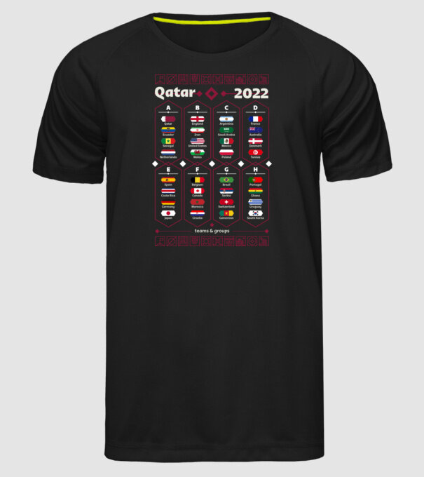 Qatar 2022 teams - groups model negru pe tricou
