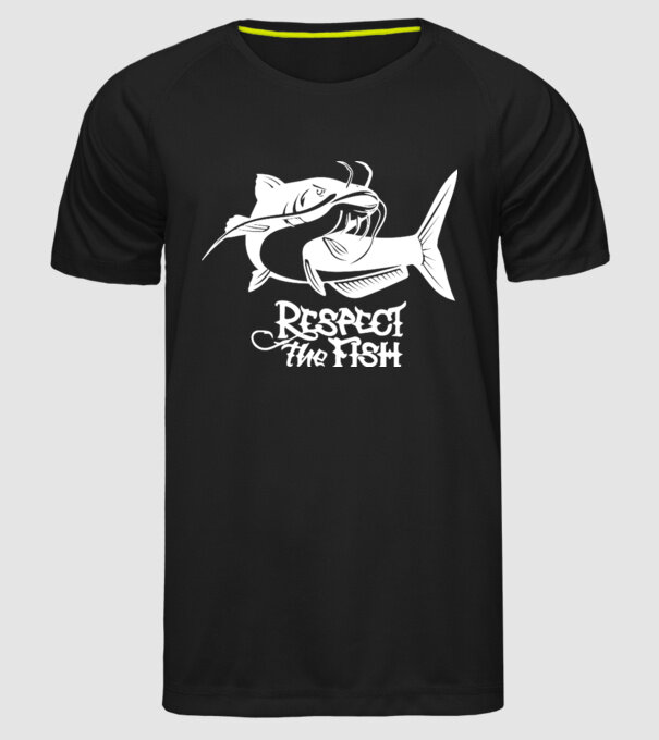 Respect the fish model negru pe tricou