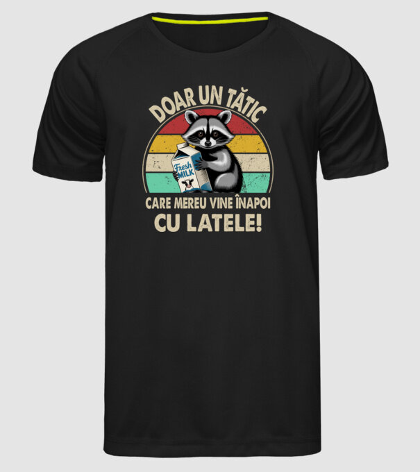 Retro Apa aki visszajött a tejjel RO model negru pe tricou