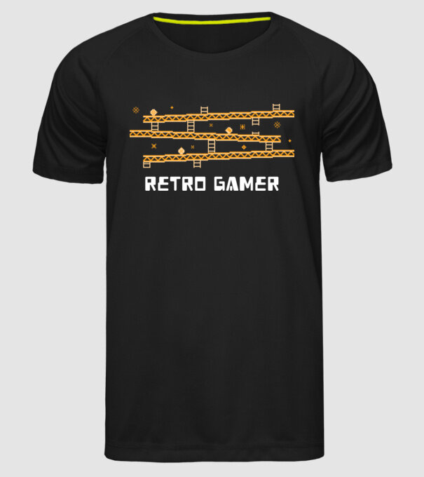 Retro gamer 2 model negru pe tricou