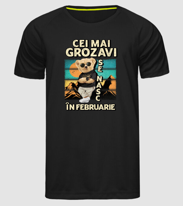 RETRO teddy FEBRUARIE model negru pe tricou