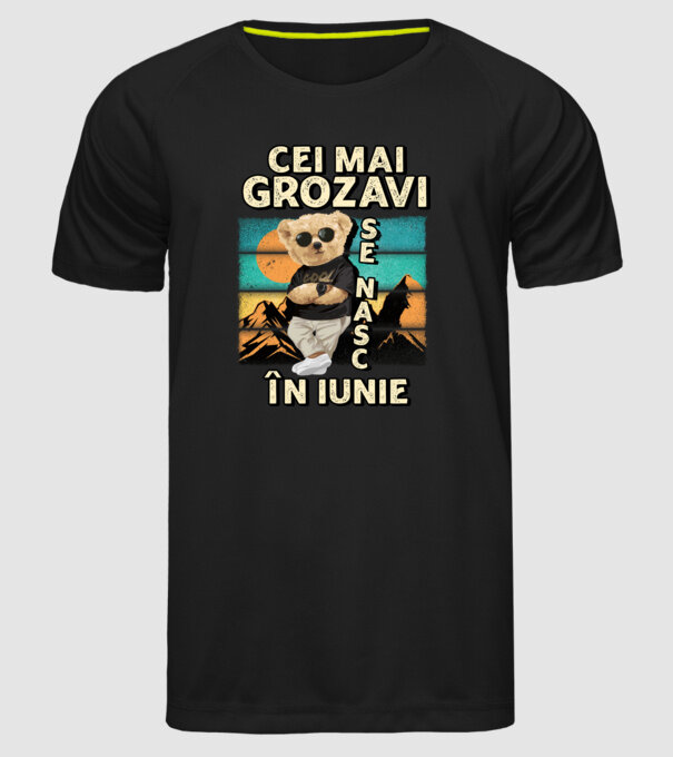 RETRO teddy IUNIE model negru pe tricou