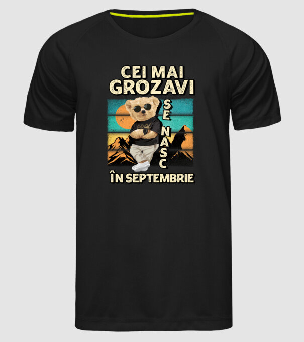 RETRO teddy SEPTEMBRIE model negru pe tricou