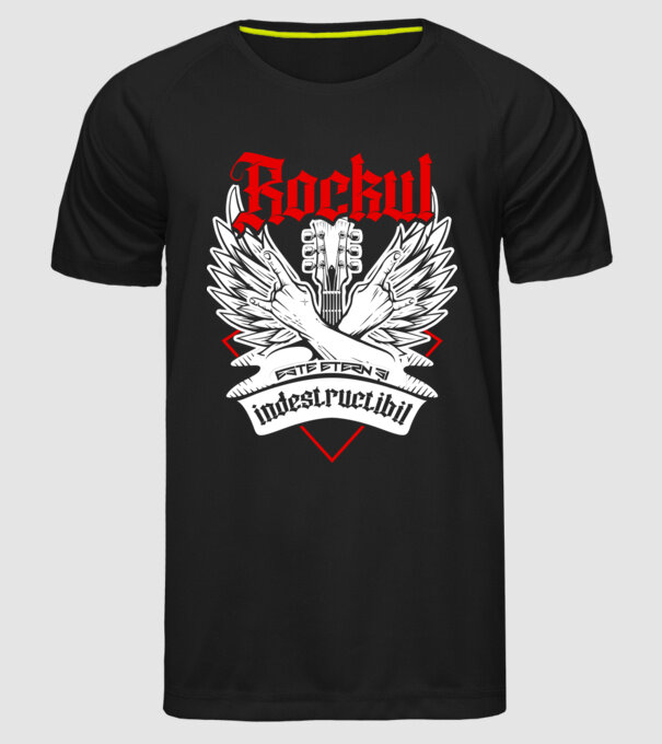 Rockul este etern și indestructibil model negru pe tricou