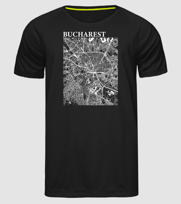 România Bucharest map model negru pe tricou