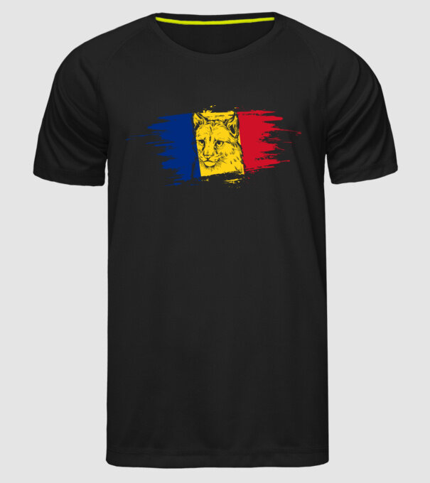 romania eurasian lynx model negru pe tricou
