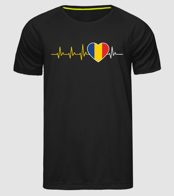România heartbeat model negru pe tricou