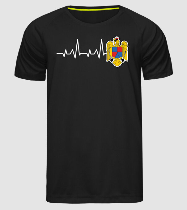 ROMANIA heartbeat model negru pe tricou