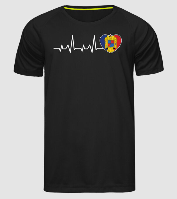 ROMANIA heartbeat model negru pe tricou