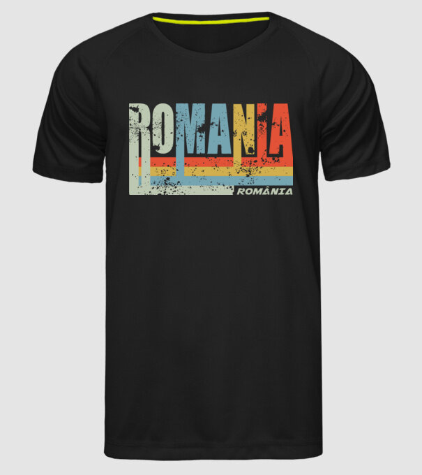România retro model negru pe tricou
