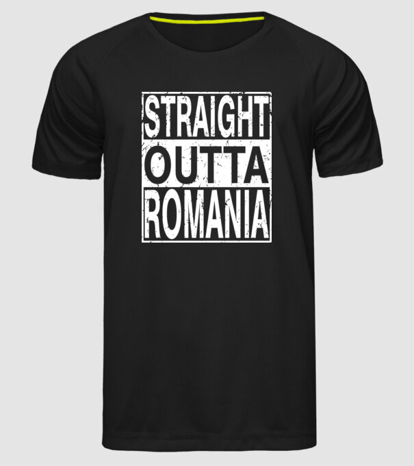 România straight outta model negru pe tricou