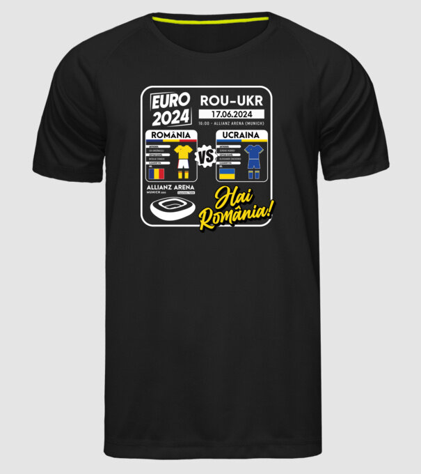 ROU-UKR euro 2024 calendar model negru pe tricou