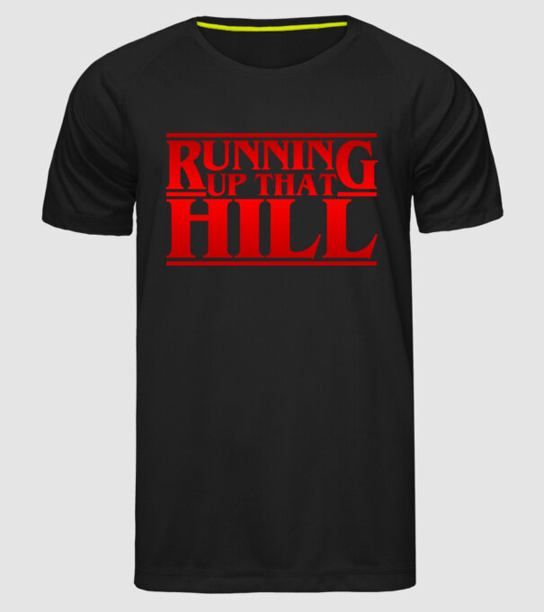running up that hill model negru pe tricou