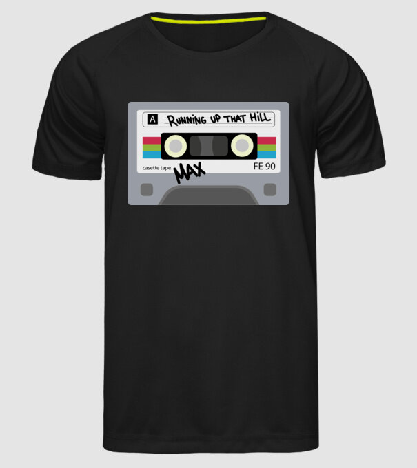 running up that hill casette model negru pe tricou