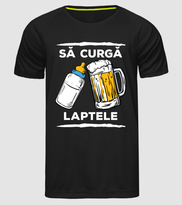 să curgă laptele! model negru pe tricou