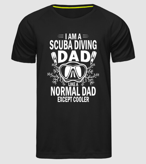 Scuba Dad model negru pe tricou