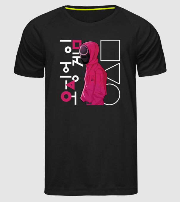 squd game guard model negru pe tricou