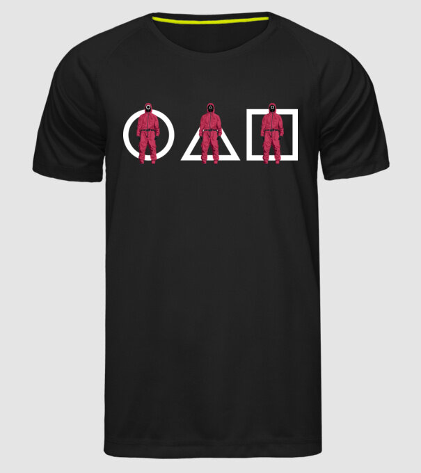 squid game characters model negru pe tricou