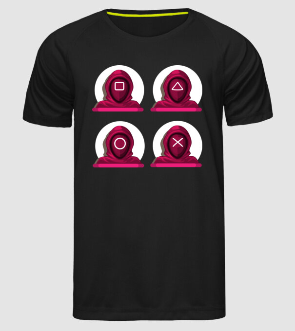 squid game characters model negru pe tricou