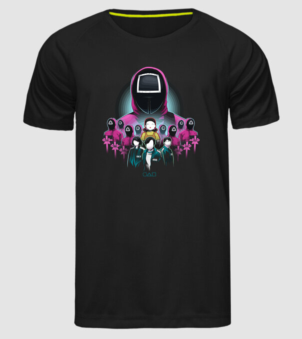 squid game crew model negru pe tricou