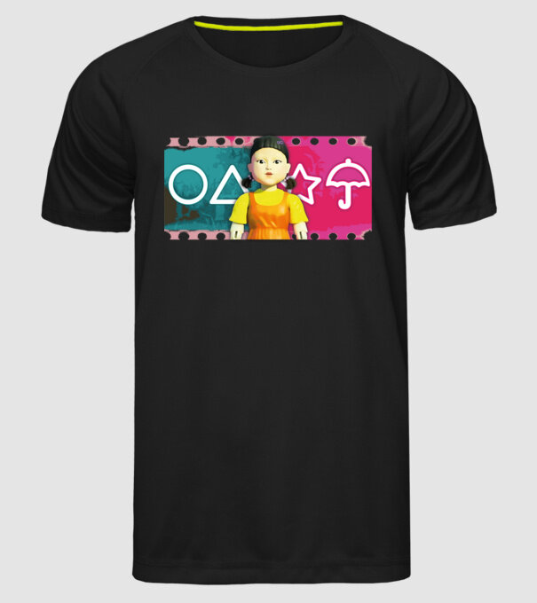 squid game drawing model negru pe tricou