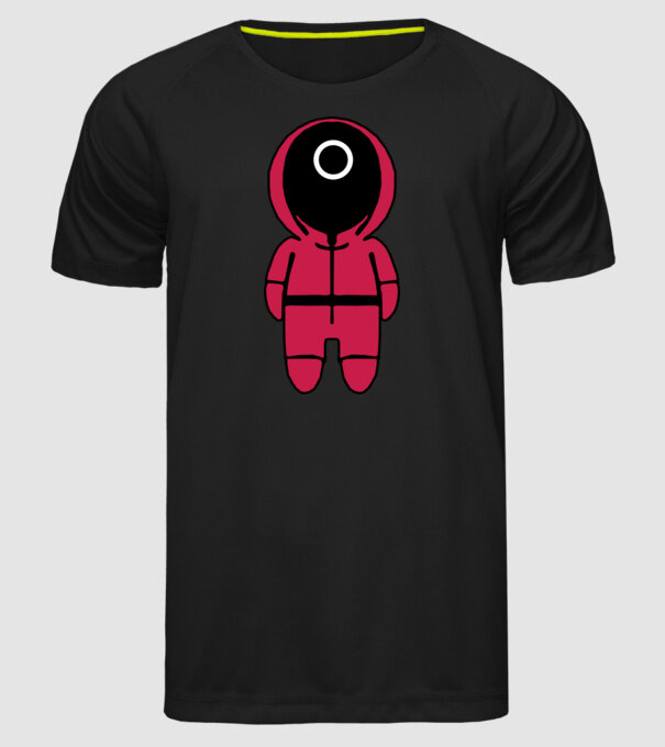 squid game figure model negru pe tricou