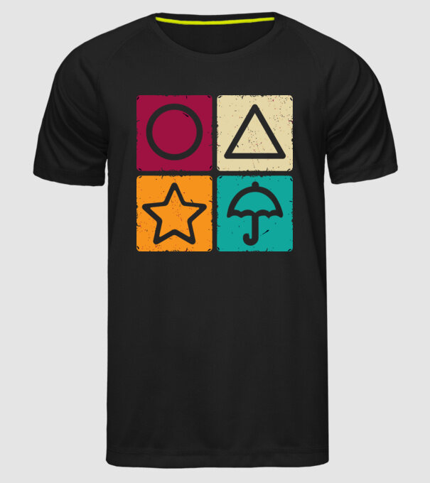 squid game motive game model negru pe tricou