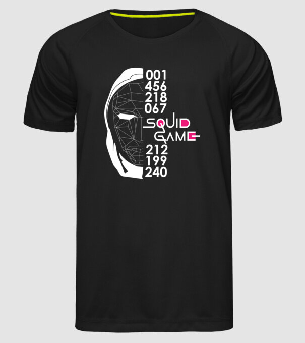 squid game numbers model negru pe tricou