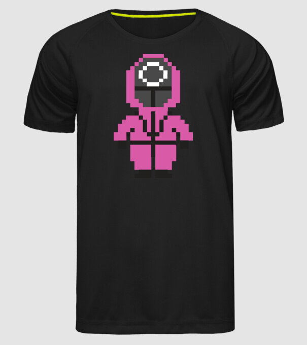 squid game pixel model negru pe tricou