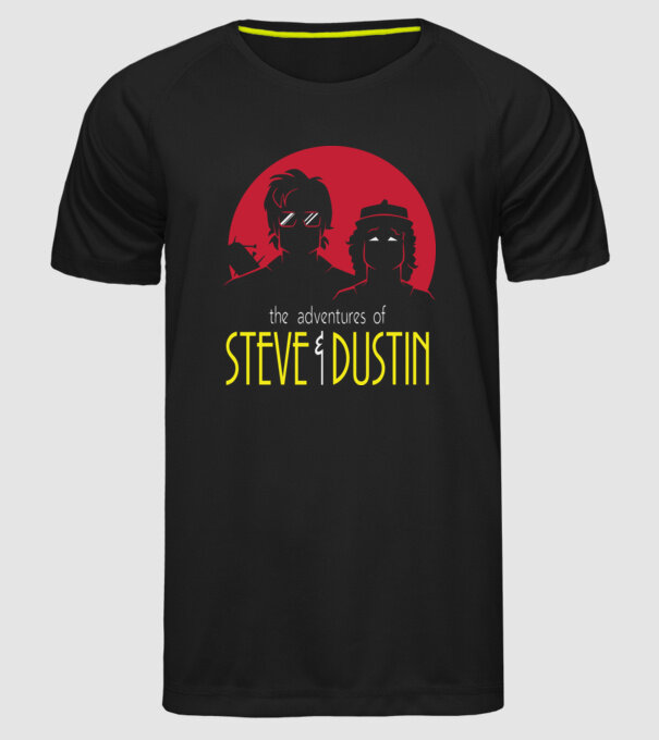 steve and dustin model negru pe tricou
