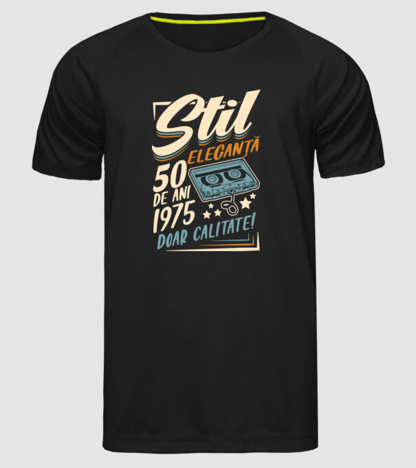 Stil eleganta 1975 model negru pe tricou