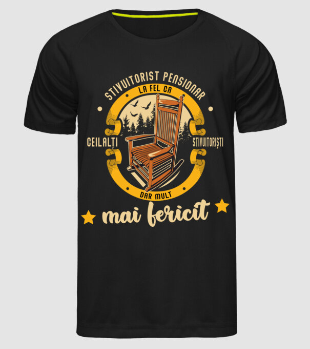 STIVUITORIST pensionar - la fel ca ceilalți stivuitoriști, dar mult mai fericit model negru pe tricou