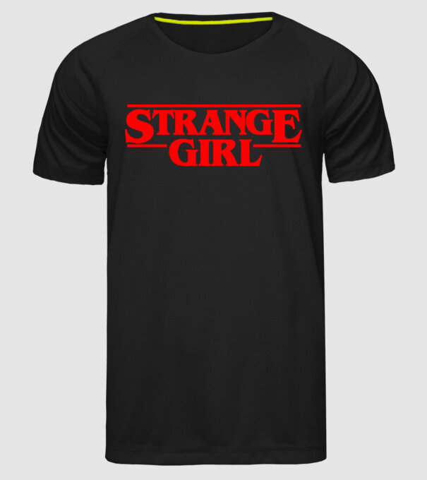 strange girl model negru pe tricou