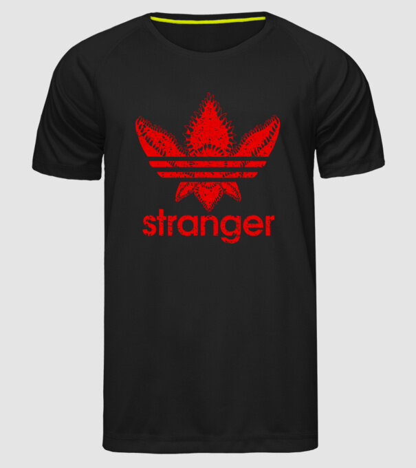 stranger logo red model negru pe tricou