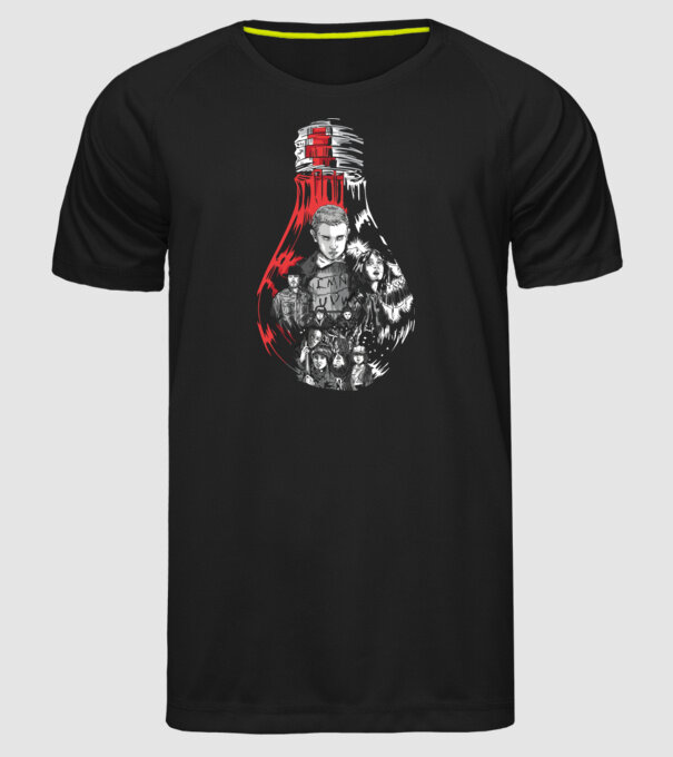 stranger things bulb model negru pe tricou