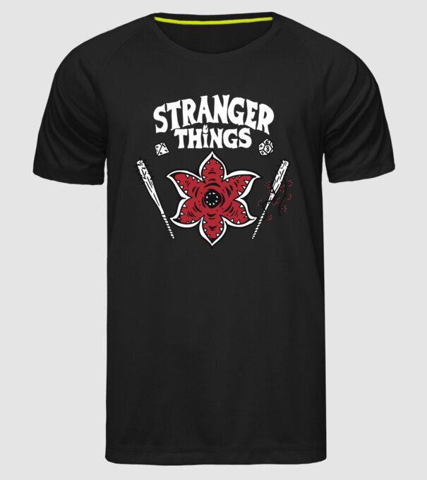 stranger things demogorgon head model negru pe tricou