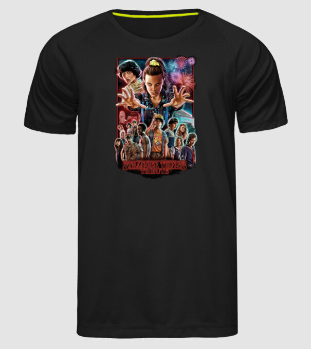 stranger things tribute poster model negru pe tricou