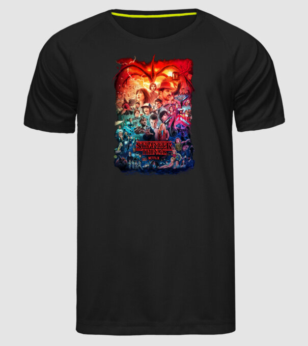 stranger things tribute poster2 model negru pe tricou