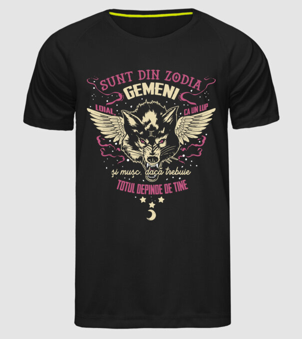 GEMENI model negru pe tricou
