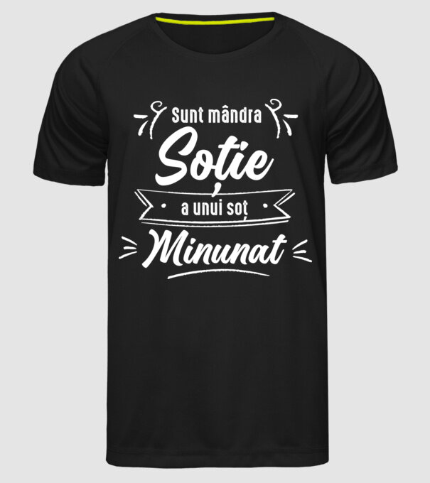 Sunt mândra soție a unui soț minunat model negru pe tricou