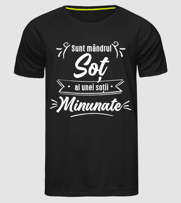 Sunt mândrul soț al unei soții minunate model negru pe tricou