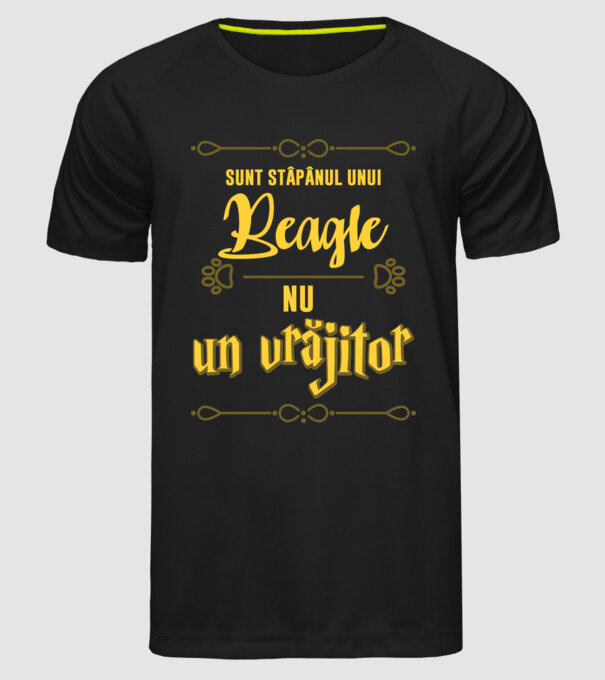 sunt stăpânul unui beagle, nu un vrăjitor model negru pe tricou